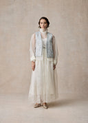 Light Blue Vest with Silver Embroidery