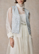 Light Blue Vest with Silver Embroidery