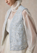 Light Blue Vest with Silver Embroidery