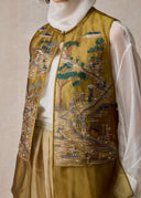Yellow Golden Landscape Embrordery Vest