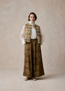 Golden Floral Embroidery Detailed Vest