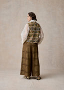Golden Floral Embroidery Detailed Vest
