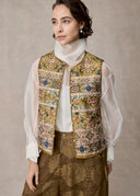 Golden Floral Embroidery Detailed Vest