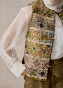 Golden Floral Embroidery Detailed Vest