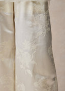 White Mulberry Silk Trousers with Embossed Pattern
