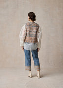 Silver Floral Embroidery Detailed Vest