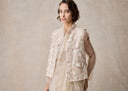 Beige Silk Blazer with strip details