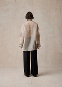 Beige Blouse with Grey Phoenix Embroidery