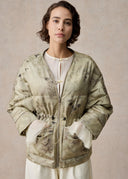 Ash Green Puffer Jacket with Detachable Beige Fur Collar