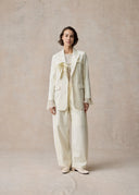 White Blazer with Bow & Chinese button Detail