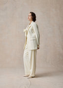 White Blazer with Bow & Chinese button Detail