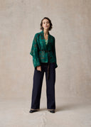 Green Peacock Pattern Short Kimomo