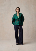 Green Peacock Pattern Short Kimomo