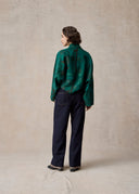 Green Peacock Pattern Short Kimomo