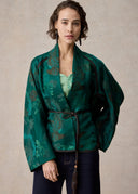 Green Peacock Pattern Short Kimomo