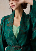 Green Peacock Pattern Short Kimomo