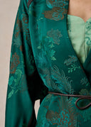 Green Peacock Pattern Short Kimomo