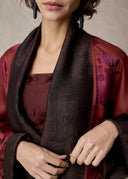 Burgundy Floral Pattern Short Kimono