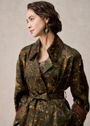 Dark Olive Mud-Dyed Silk Trench Coat