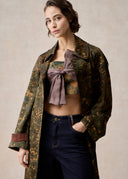 Dark Olive Mud-Dyed Silk Trench Coat