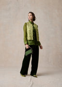 Green Chinese Vest with Full Embroidery