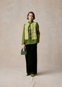 Green Chinese Vest with Full Embroidery