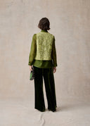 Green Chinese Vest with Full Embroidery