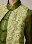 Green Chinese Vest with Full Embroidery