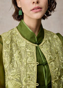 Green Chinese Vest with Full Embroidery