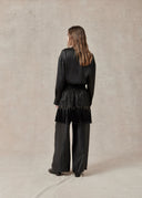 Textured Silk Fringe Skirt