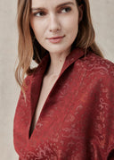 Red Textured Jacket with Tie-Front Detail
