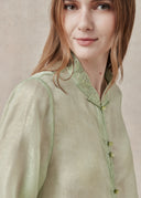 Light Green Mulberry Silk Shirt with Mandarin Collar