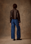 Brown Leather Cropped Jacket
