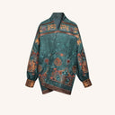 Green Mud-Dyed Silk Wrap Jacket with 3D Embroidery