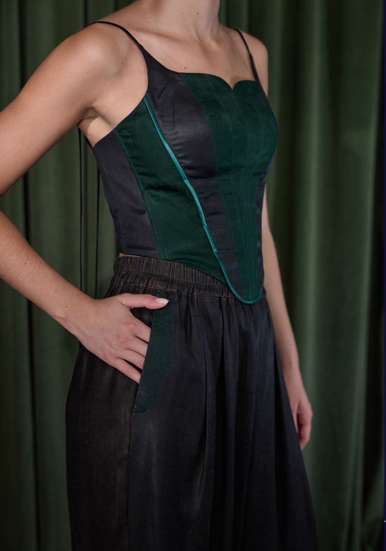 Mud-Dyed Silk Structured Corsets