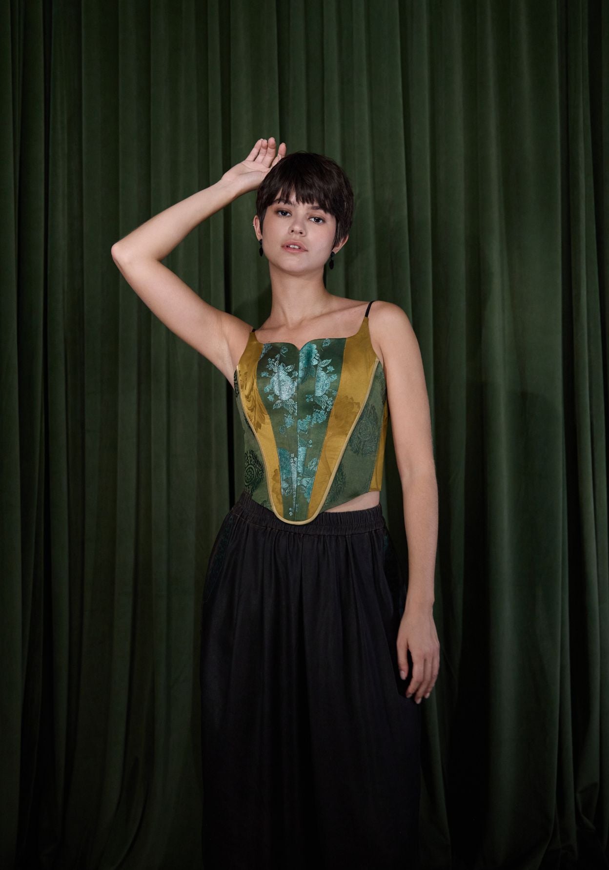 Mud-Dyed Silk Structured Corsets
