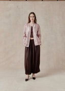 Pink Mulberry Silk Brocade Jacket with Intricate Pattern