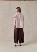 Pink Mulberry Silk Brocade Jacket with Intricate Pattern