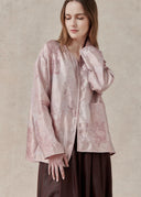Pink Mulberry Silk Brocade Jacket with Intricate Pattern