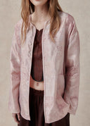 Pink Mulberry Silk Brocade Jacket with Intricate Pattern