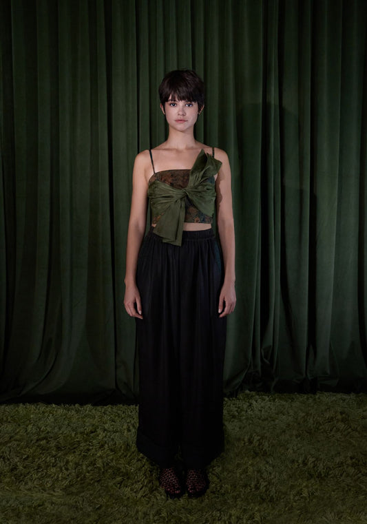 Mud-Dyed Silk Bow Corset