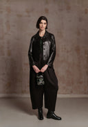 Black Leather Jacket with Detachable Collar