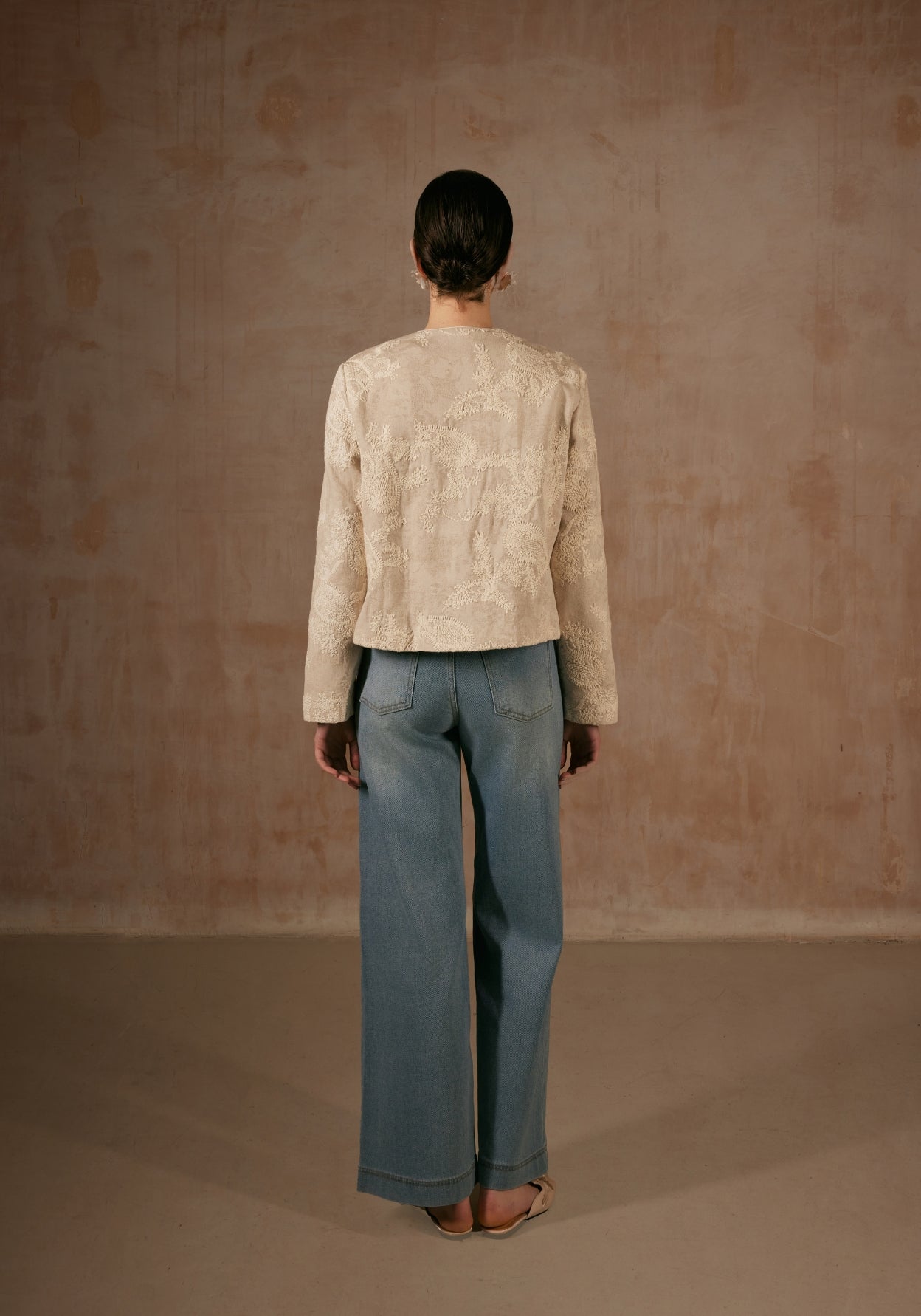 Cream Jacket with Jacquard Details