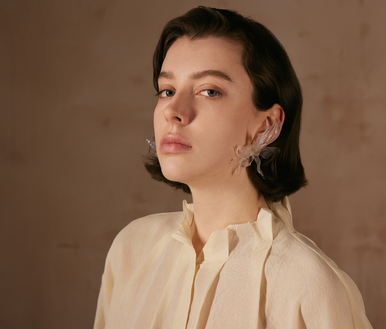 Cream Shirt with Folding Collars