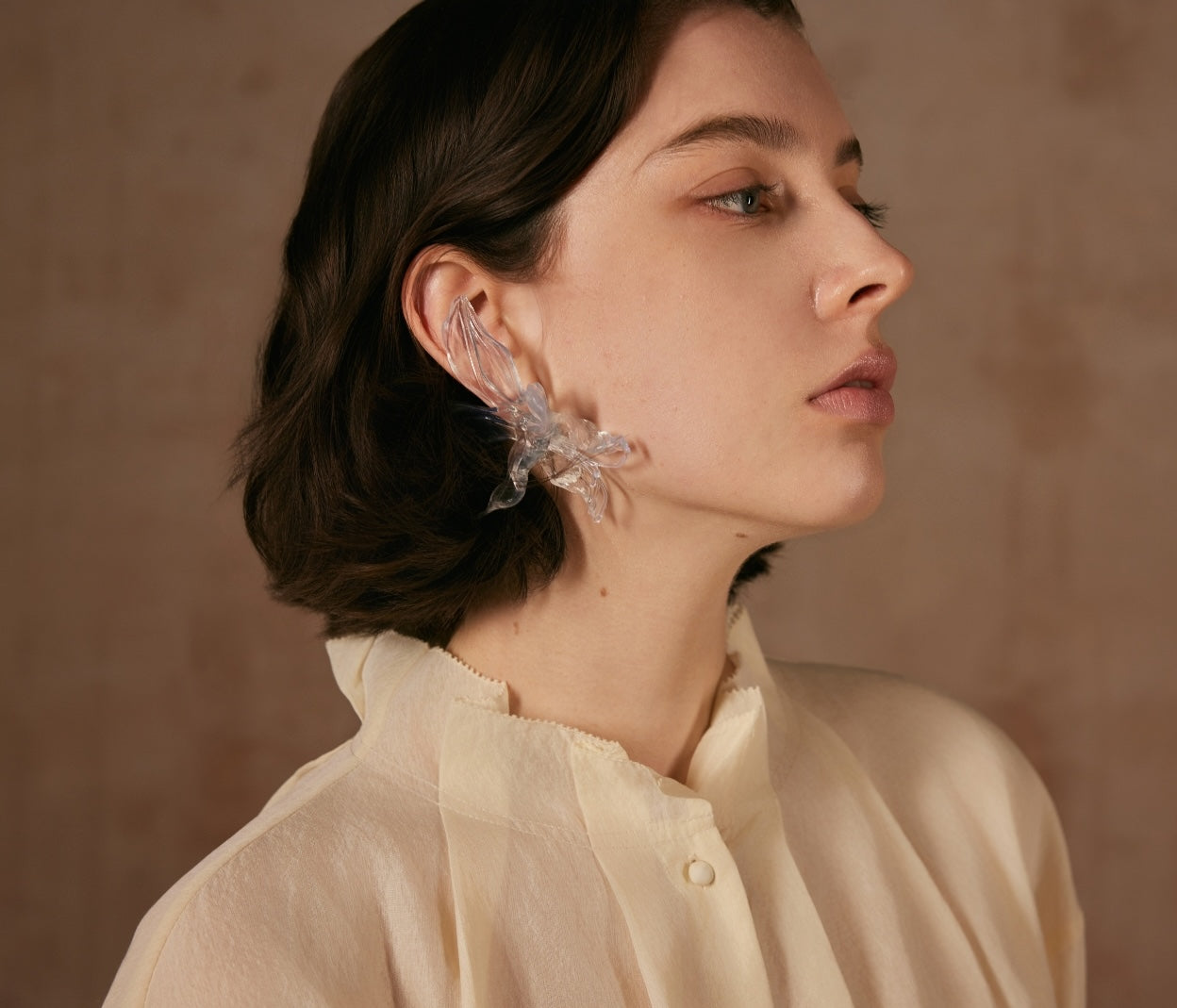 Cream Shirt with Folding Collars