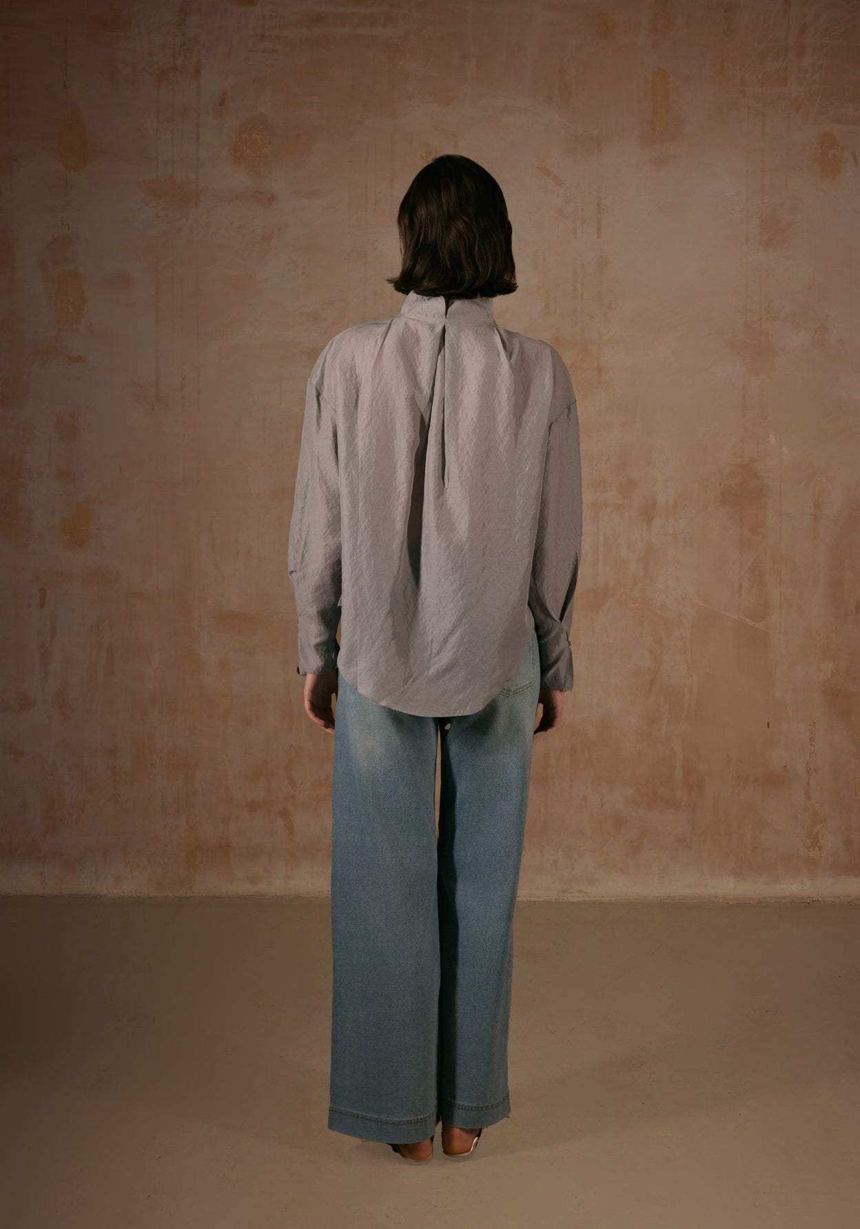 Grey Shirt with Folding Collars