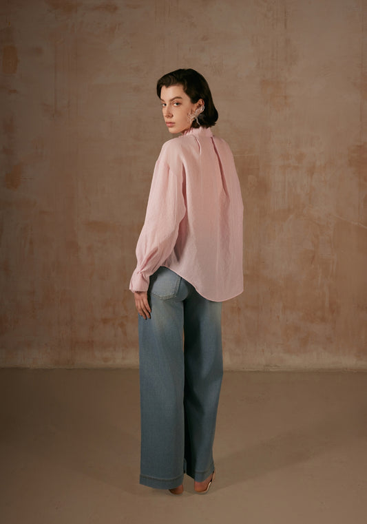 Pink Shirt with Folding Collars