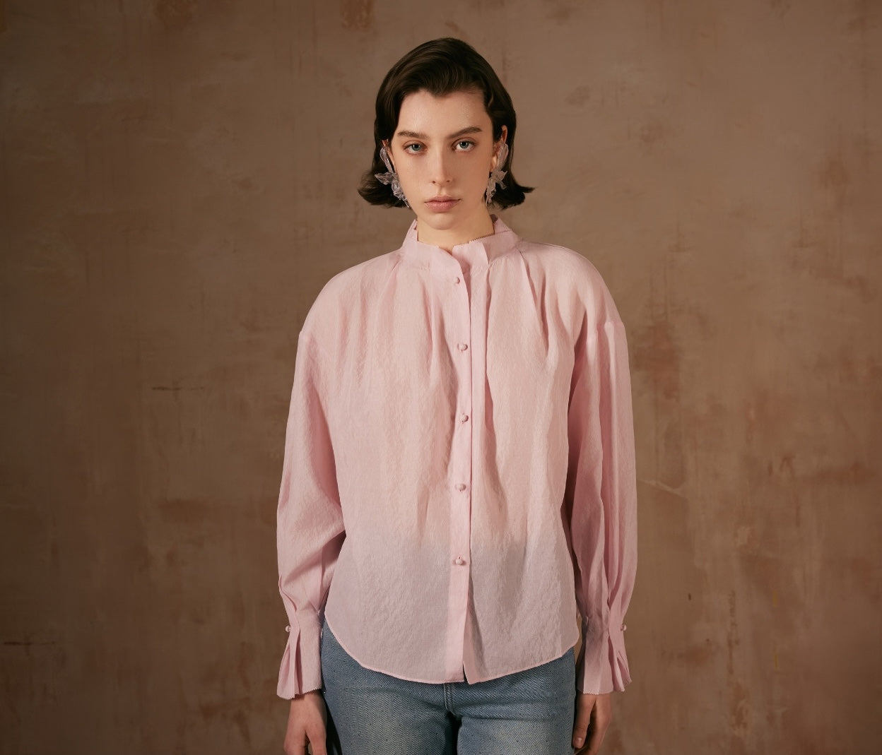 Pink Shirt with Folding Collars