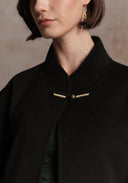 Black Cashmere Coat with Chinese Button