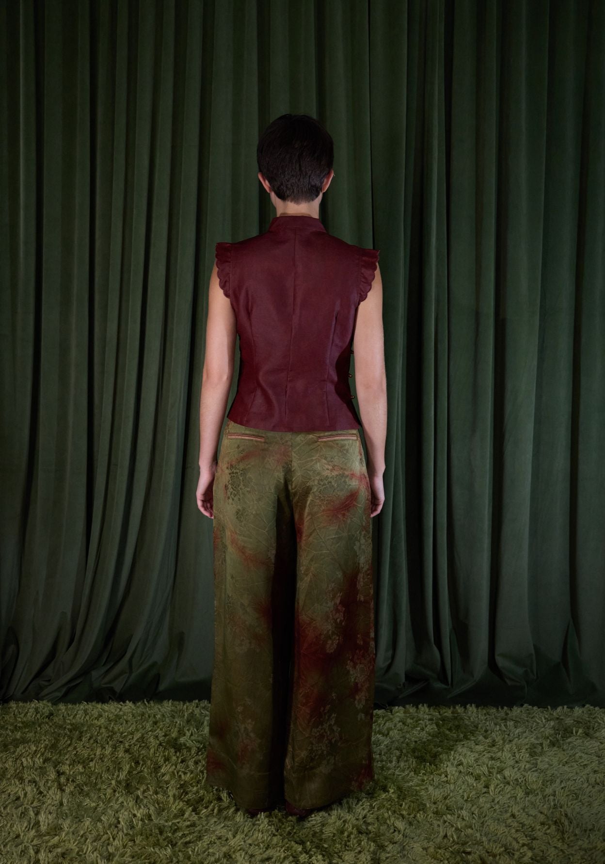 Green & Red Silk Trousers